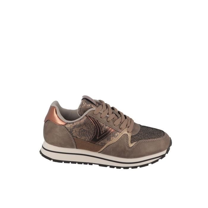 Basket Femme VICTORIA Imprim Animal Beige Lacets