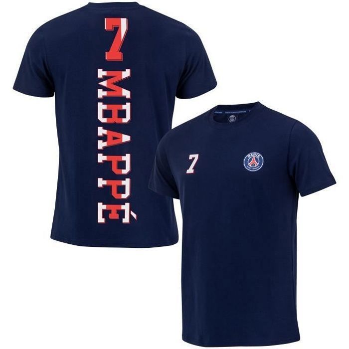 T shirt enfant PSG Kylian Mbappe Manches courtes Bleu respirant Cdiscount Sport
