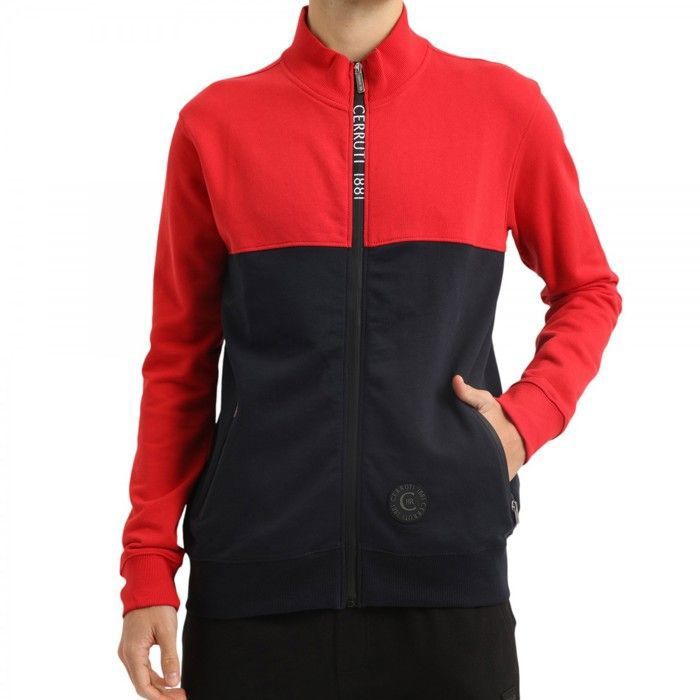 Pull Cerruti 1881 Col Rond - Laine 100%, Couleur Bleu/gris/noir/rouge, Taille M