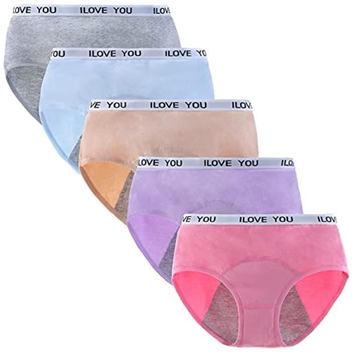 Lot De 6 Culottes Coton Pour Adolescentes - Confortables, Douces - Taille 8-16 Ans