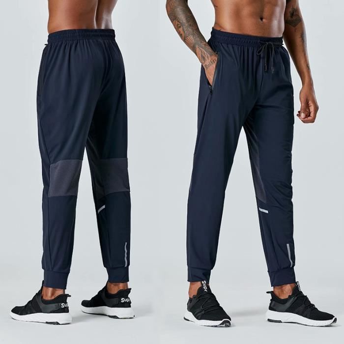 Pantalon de sport homme - Marque - Modèle - Taille élastique, séchage  rapide, cheville élastique - Bleu