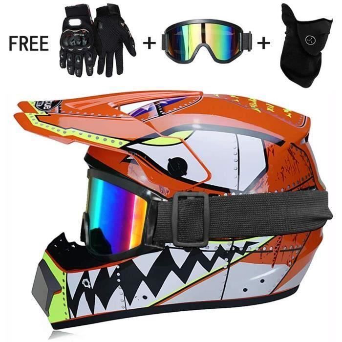 Casque Moto Cross Enfant - Avec Gants, Lunettes Et Masque, Tailles S à XL, Normes DOT/ECE