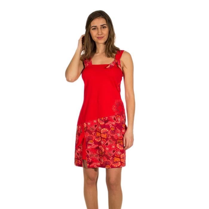 Coline Robe ethnique bretelles Rouge Cdiscount Pret a Porter