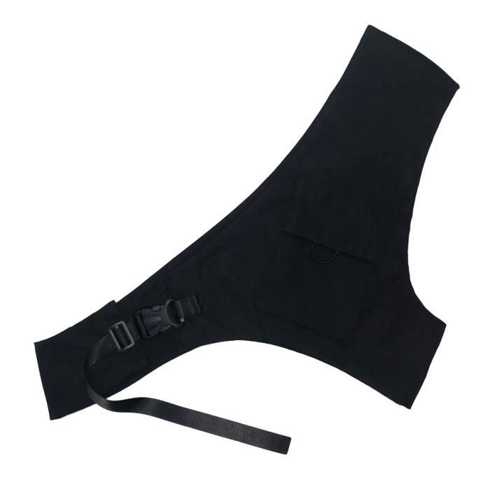 CRAZE Gilet tactique à une épaule pour femme hip hop fonctionnel Chest