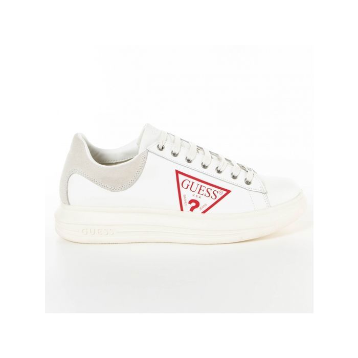 Guess Basket Guess Homme Red logo triangle Blanc cuir