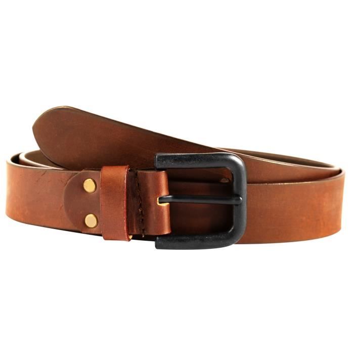 CEINTURE CUIR STANDARD - Marron - boucle brossée - Mon monde cuir