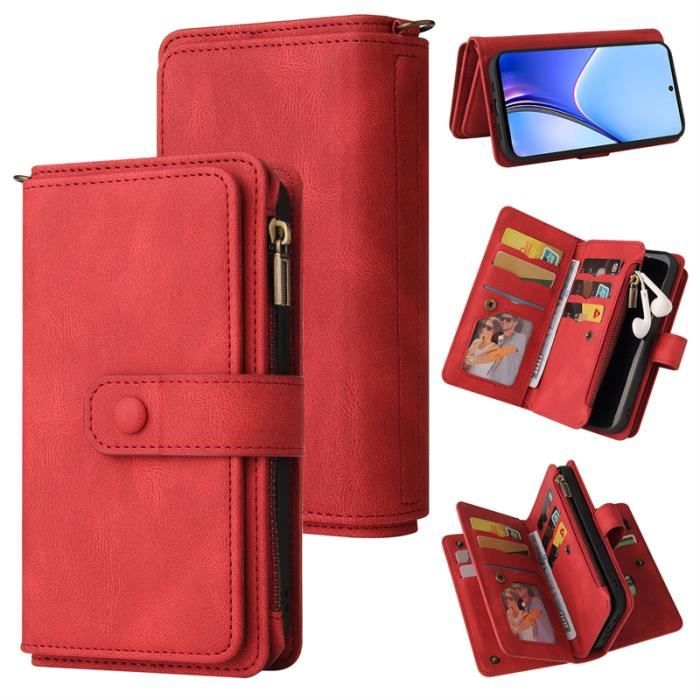 Housse Étui pour Realme C53, PU Cuir et Silicone Souple Arbre Portefeuille Magnétique Support