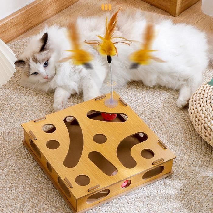 Meilleurs prix pour Omabeta Boîte de puzzle de jouet de chat Boîte de Puzzle de jouets pour chat meulage de griffes boîte de jeu animalerie jouet