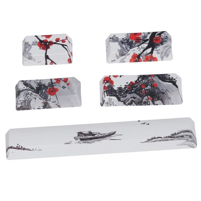 Keychron Keycaps Low Profile Dye-Sub PBT LSA - QWERTY ANSI US - Keycaps Pour Claviers Mécaniques à Profil Bas - Light Gray And White Full Set