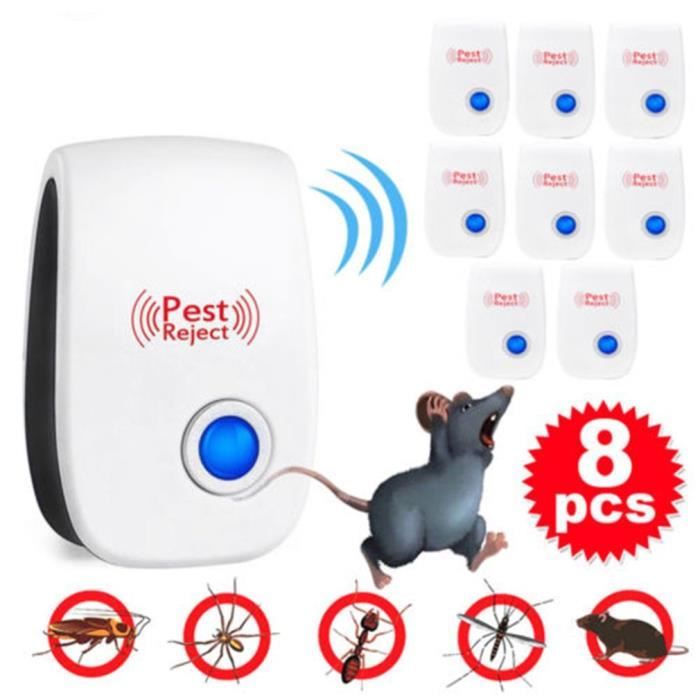 Piège à Nuisibles Ultrasonique - Répulsif Contre Souris, Moustiques, Cafards, Fourmis Et Araignées - 8 Balles - Sans Produits Chimiques