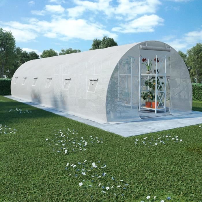Serre de jardin | Tunnel serre de jardin SERRE DE JARDINAGE avec fondation en acier 27 m2 900 x 300 x 200 cm