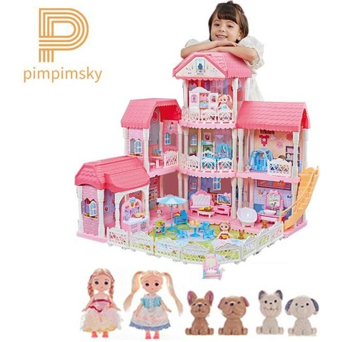 3pcs meubles de maison de poupée filles enfants coiffeuse jouets ensemble  accessoires cadeau de fille de noël rose