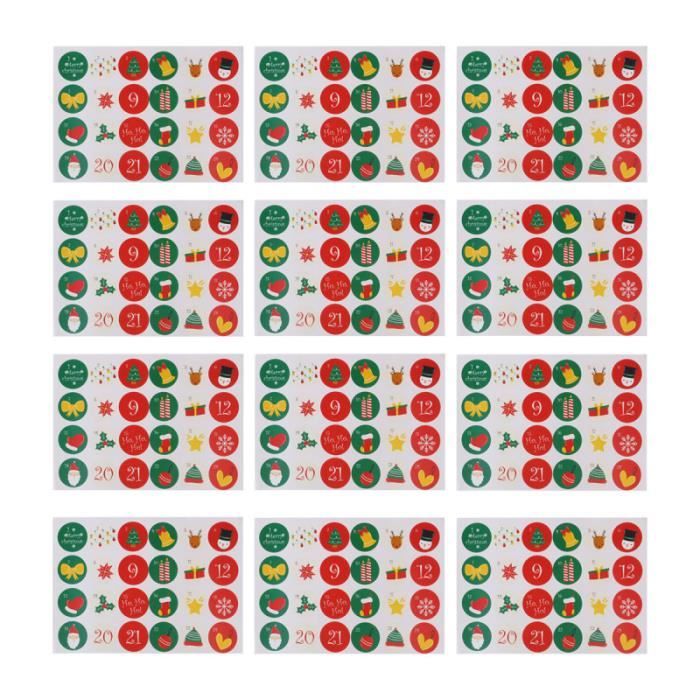 40 Feuilles Autocollants Noël PVC - 240 étiquettes Cadeaux, 12 Motifs, Pour Emballages, Bocaux, Enveloppes Et Biscuits