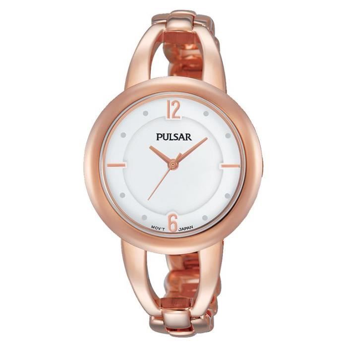 PULSAR FEMME BRACELET BOITIER ACIER INOXYDABLE ROSE QUARTZ