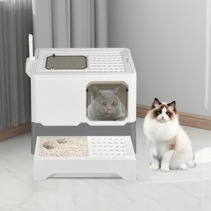 Meilleurs prix pour Bac à litière pour chat - QUIIENCLEE - avec couvercle et tiroir - Blanc - 45*35*38 cm