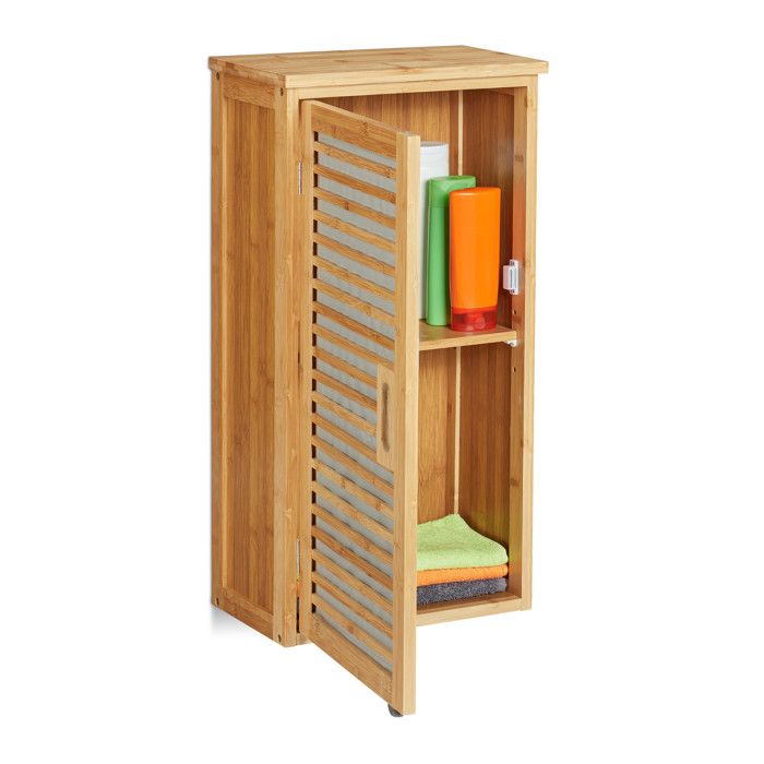 Relaxdays Armoire suspendue de salle de bain bambou 2 compartiments étages réglables 66 x 35 x 20 cm naturelle