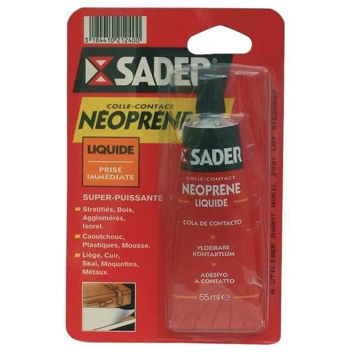 Colle Contact Néoprène Liquide SADER - Multi-matériaux - Collage puissant et Prise Immédiate - tube 