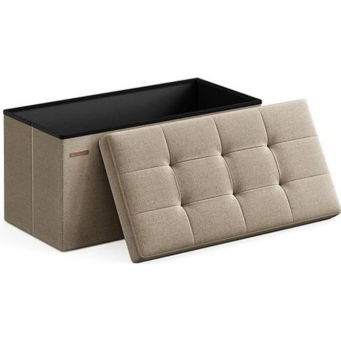 Banc de Rangement Pliant - SONGMICS - Taupe Clair - 76 cm - 89L - 300 kg