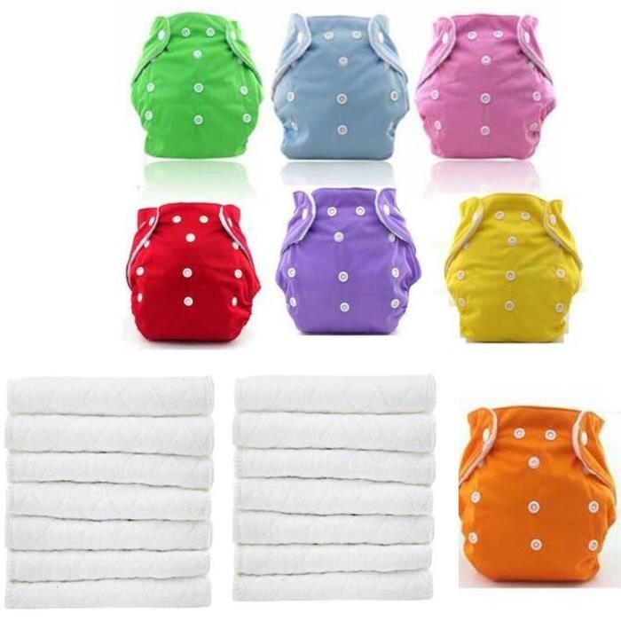 STOEX® LOT 7 COUCHES LAVABLES bébé TE1 + 14 INSERT MICROFIBRE bébé