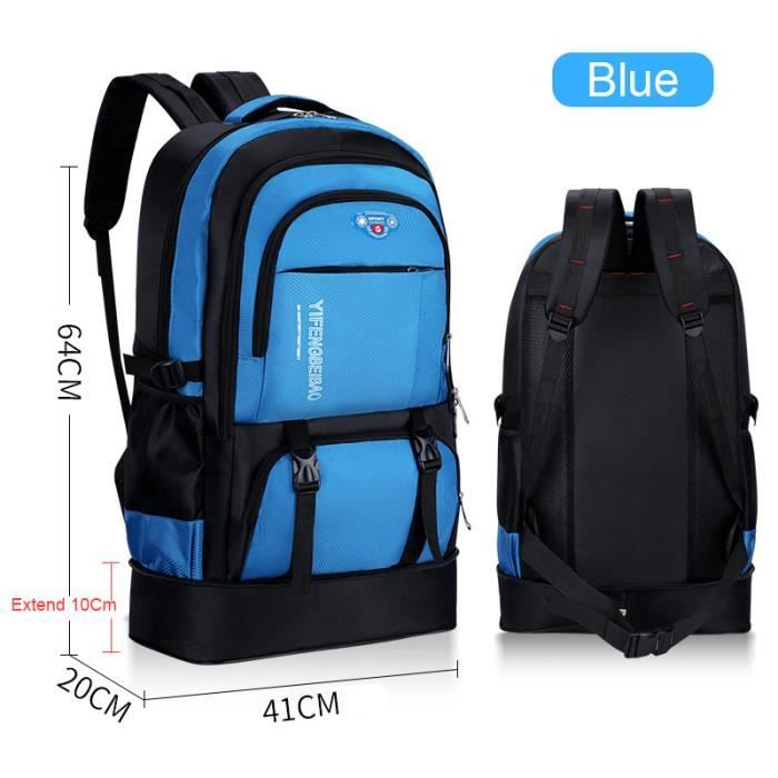 Sac à Dos Randonnée Pro Action 65L, Bleu, Polyester, Occasion, Réparation Colle