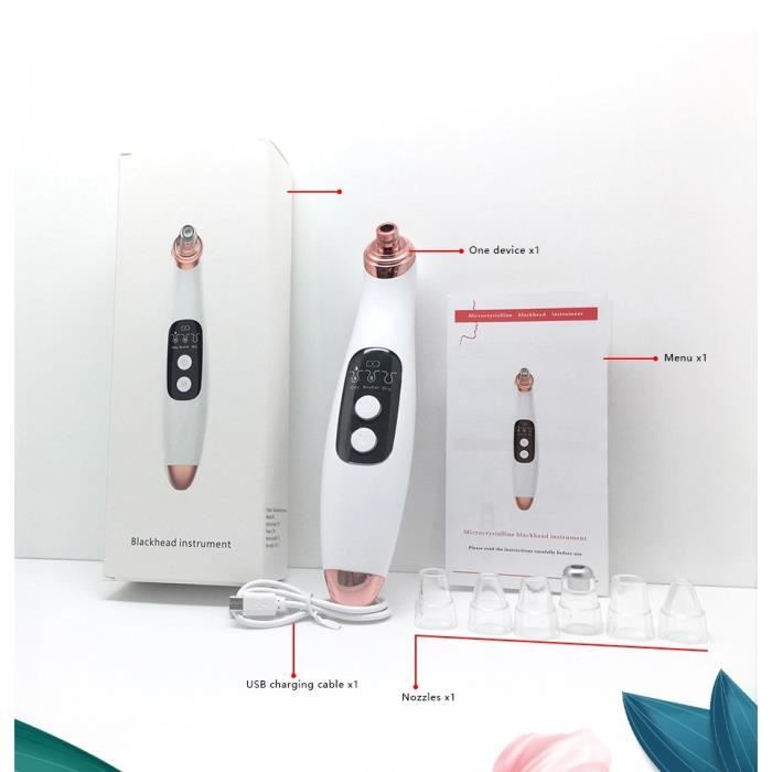 Aspirateur Point Noir Rechargeable 6 en 1 Nettoyeur de Pores Dissolvant