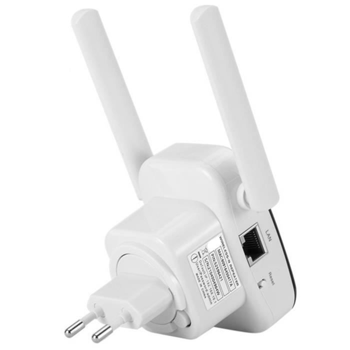 Lot De 2 Répéteurs WiFi 300 Mbps 2.4 GHz - Amplificateur De Signal, Prise Murale - Compatible WPA2, Bouton WPS