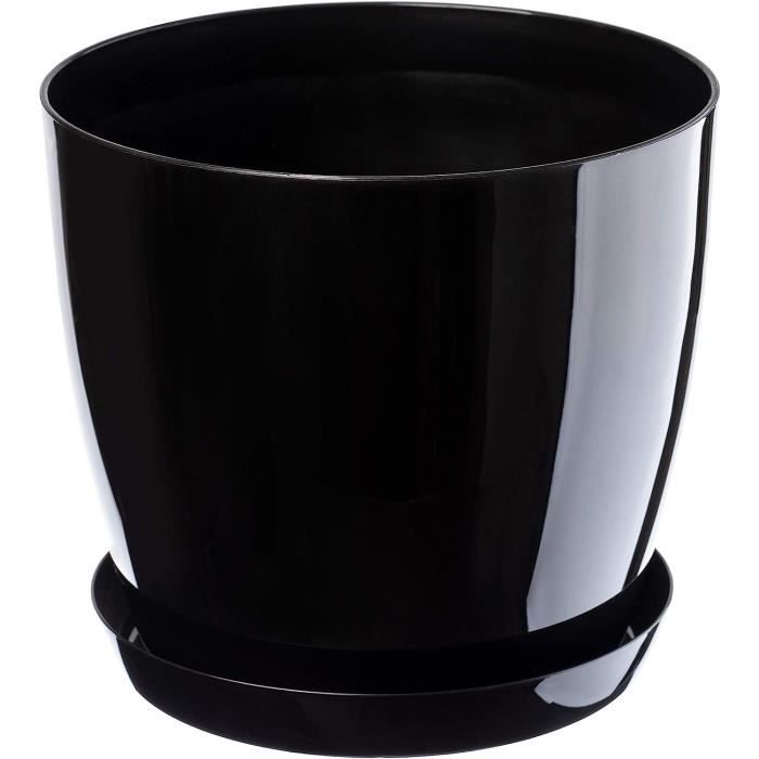 Lot De 2 Grands Bacs Plastique / Soucoupes Pour Pots De Fleurs - 30x19 Cm - Noir - Usage Intérieur Et Extérieur