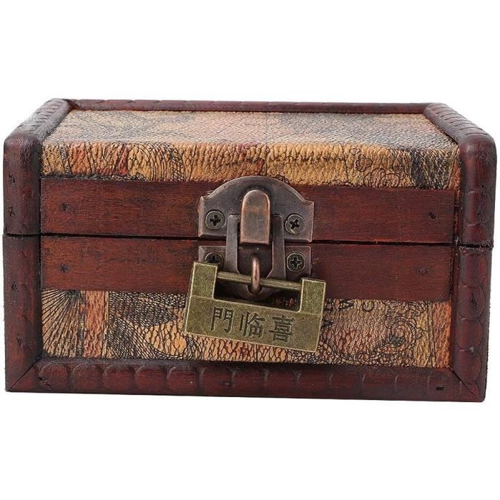 Boîte à serrure secrète en bois sculpté à la main, coffre secret, boîte à puzzle, coffre sculpté en noyer crypté avec clé secrète, boîte à bijoux, noyer naturel - France