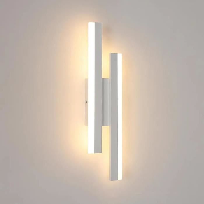 Lightess Lot De 2 Appliques Murales LED 16W Blanc Chaud 3000K - Luminaire Moderne Aluminium Pour Chambre, Salon, Couloir Et Escalier