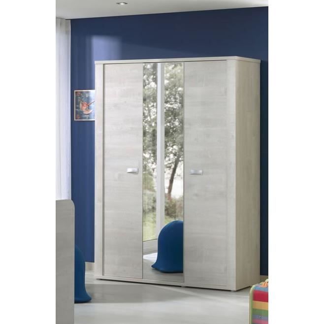 Armoire Enfant Penderie Et Lingere 3 Portes Dont 1 Porte Miroir