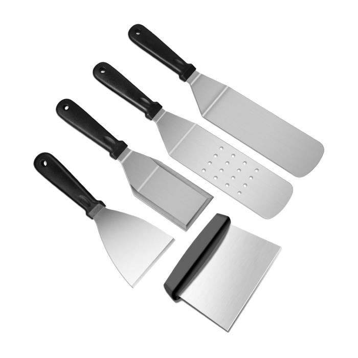 Ensemble de spatules professionnelles en acier inoxydable – Pancake Flipper  ou Hamburger Spatule et Grattoir – Ustensile en métal idéal pour barbecue  ou grill ou dessus plat – Qualité commerciale : : Maison