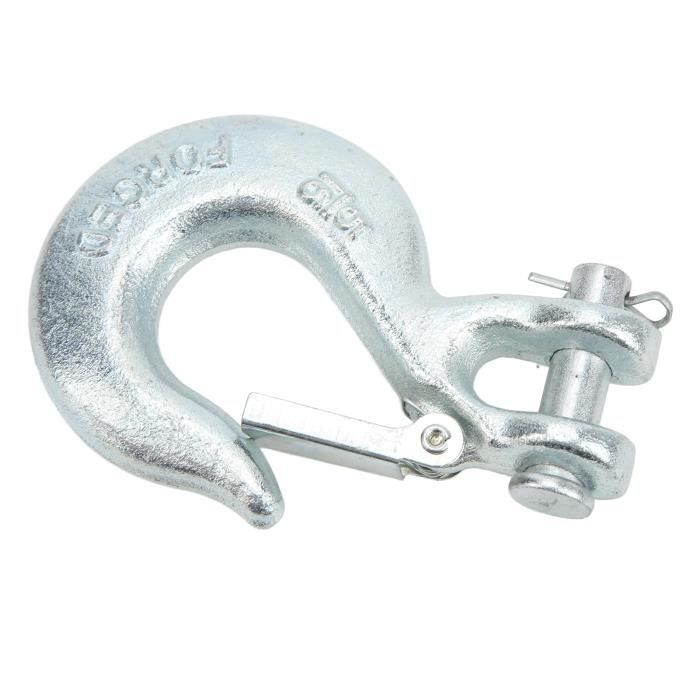 Crochet Coulissant Chape Treuil 5/16" Avec Loquet Sécurité – 4700 Lbs Acier Carbone
