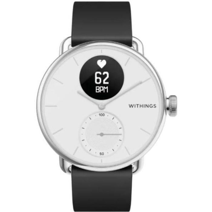 Montre connectée santé Scanwatch 38mm Blanc - ECG - Tracker d'activité avec GPS connecté, moniteur de fréquence cardiaque & sommeil