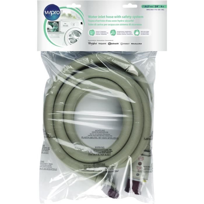 Wpro IHS400 - Tuyau d'arrivée d'eau avec Hydro-sécurité et filtre - 4 mètre