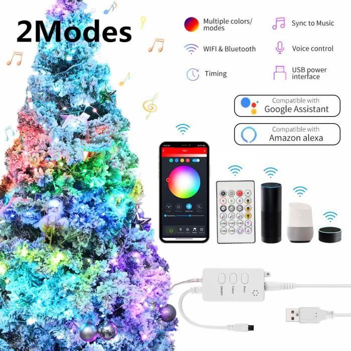 Guirlande Lumineuse Chambre Enfant CozyHome Safari 20 Animaux LED - WiFi App & Télécommande - 5m Piles - Décoration Féerique