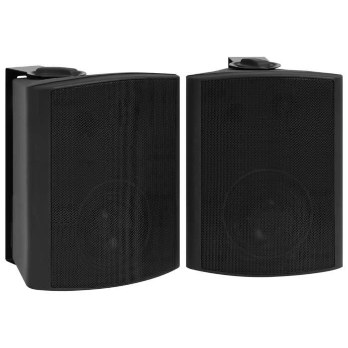 Haut-parleurs stéréo muraux 2 pcs noir intérieur extérieur 100W