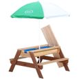 Table de pique-nique AXI Nick en cèdre tropical avec bacs de rangement et parasol-1