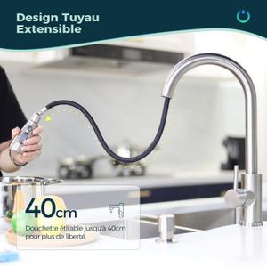 Naievear réglable antichoc Extender de robinet en acier inoxydable Pratique  Multi-angle Robinet Extension Tuyau pour la maison