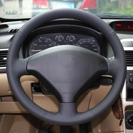 Housse De Volant En Cuir Pour Peugeot 307 (2001-2008) - Rouge Perforée - Neuf