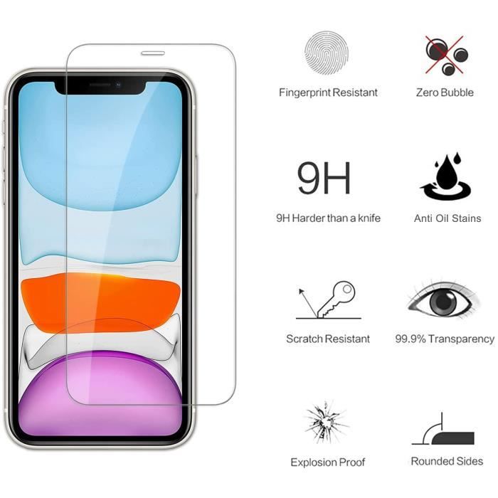 Verre Trempé Pour IPhone 11 / XR [Lot De 3] - Protection 9H - 0,26 Mm - Transparent