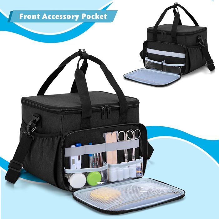 CURMIO Sac Fourre-tout Pour Crochet, Sac De Rangement De Fil à Tricoter Avec Poches Pour Crochets, Aiguilles à Tricoter, Projets De Tricot Et Accessoires, Nlit