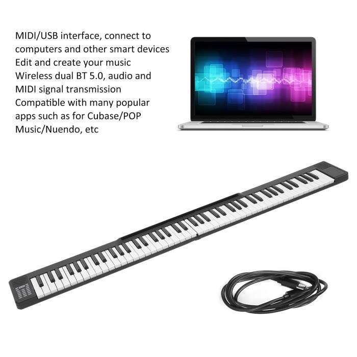Btuty Clavier Piano Électronique 88 Touches Pliable Silicone - Portable, Sans Haut-parleur, Idéal Pour Maison Et Voyage