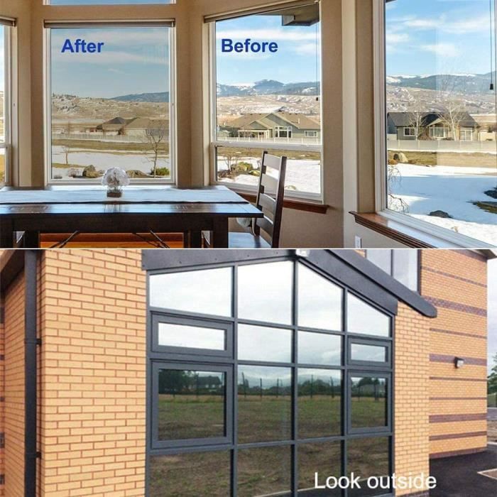 Film pour vitrage de fenêtre Miroir Effet 90x200CM Anti Chaleur