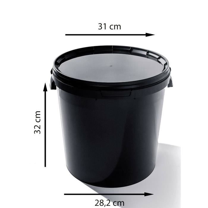 BenBow Seau avec Couvercle Noir 100x 20L - Seau en Plastique Couvercle  Alimentaire Seau à Nourriture Auge Haute qualité
