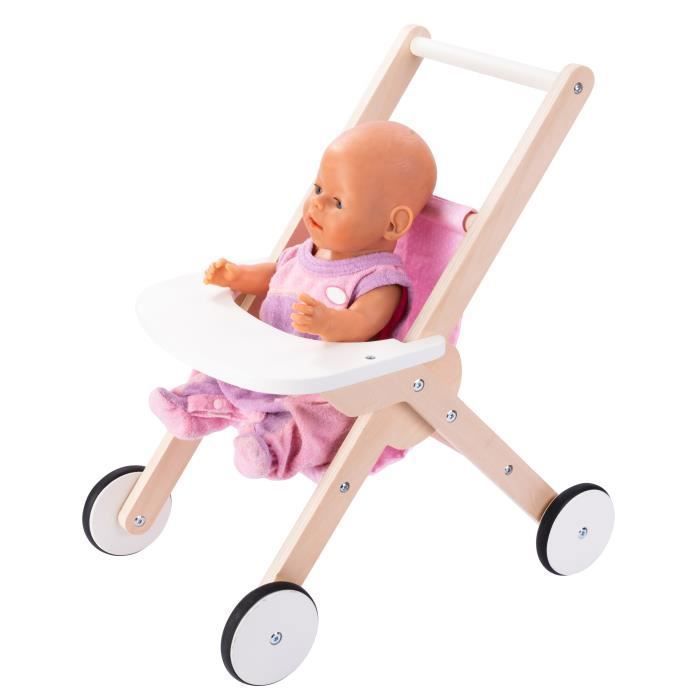 Knorrtoys – Poussette SIM Rose Princesse Pour Poupée 37 Cm, Pliable, Ceinture Sécurité, Double Roues, 55 Cm