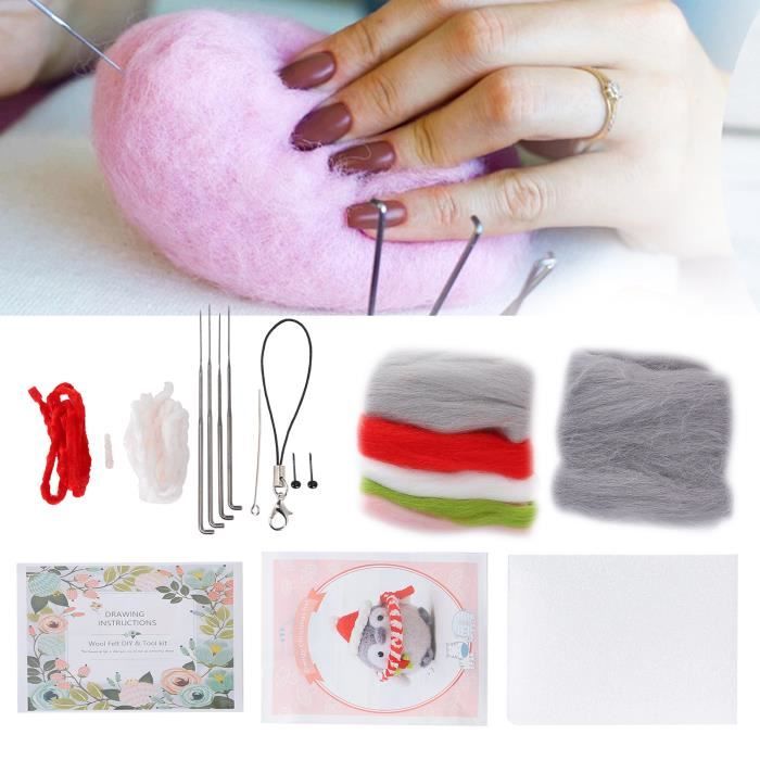 HICOHAND Kit Feutrage Aiguille – Trois Chiens – Laine + Tampon + Aiguilles – Débutants – Projet Artisanal