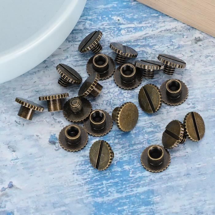 Fdit Rivets de livre 30 Set Book Rivets Knurling Plat Laiton Cuir ...