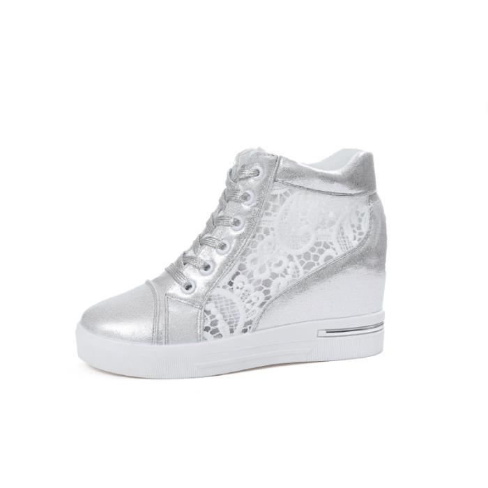 AONEGOLD - Baskets à Plateforme Talon 10cm - Style Sporty Chic En Cuir - Pour Femme