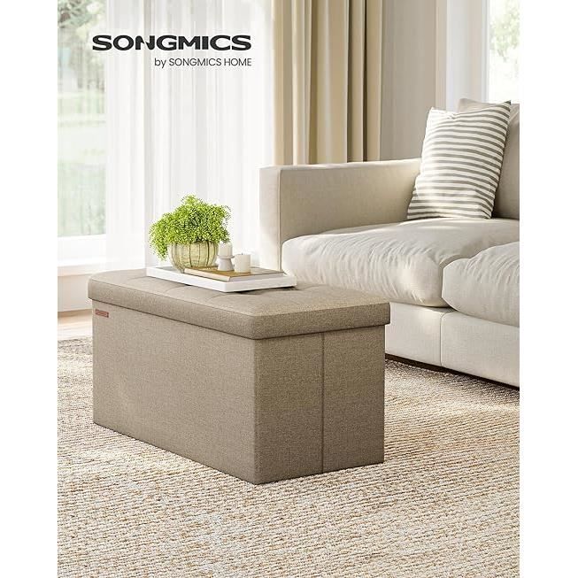 Banc de rangement pratique en simili cuir, 2 places, capacité de charge 300 kg, HLP : 38 x 76 x 38 cm, blanc, Relaxdays | Leroy Merlin