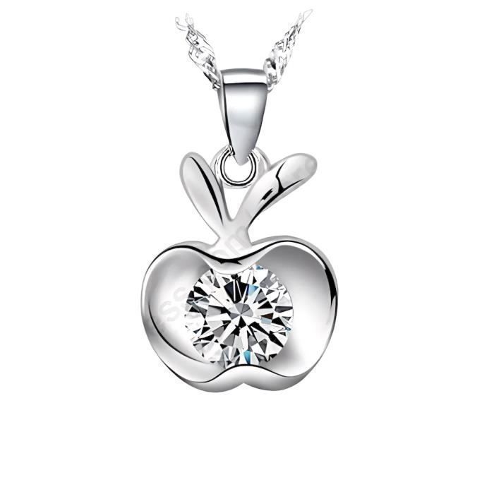 Pendentif Moderniste En Cristal Blanc Et Alliage Argenté - Bijou Cadeau Occasion Bon état
